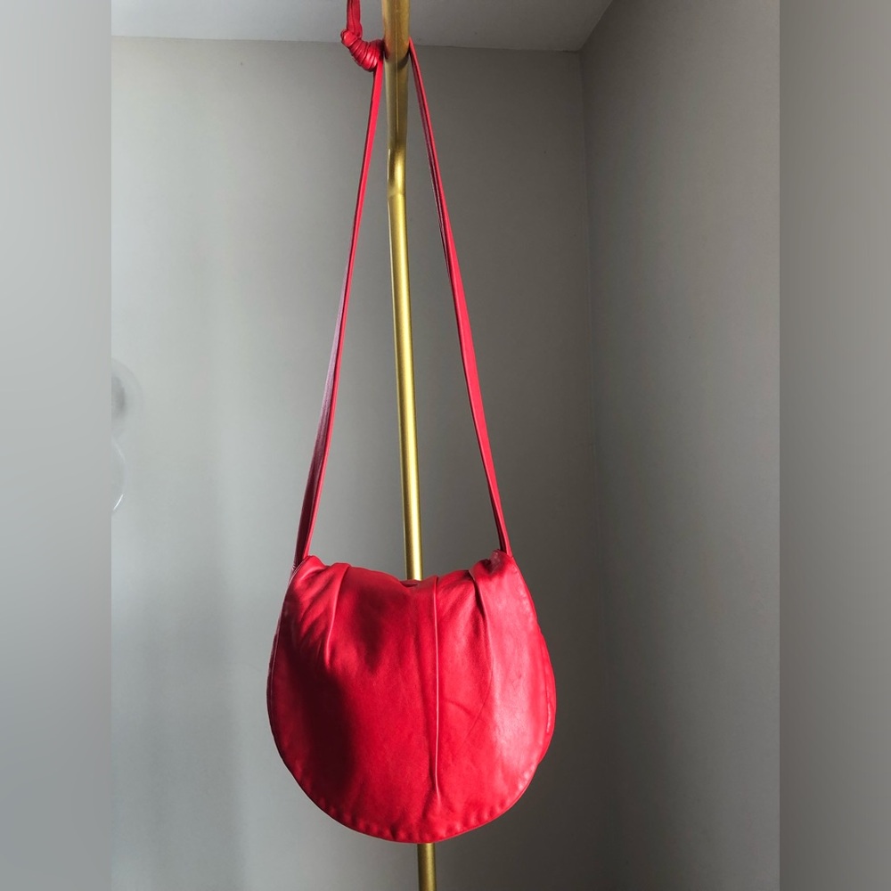 Red Leather Crossbody Purse 100% Leather